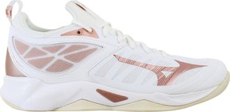 Mizuno Wave Dimension Womens White Volleyball Shoes - White & Rose Gold - Size UK 7.5