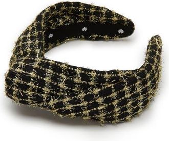 Lele Sadoughi Marlene Tweed Headband in Jet Gold at Nordstrom