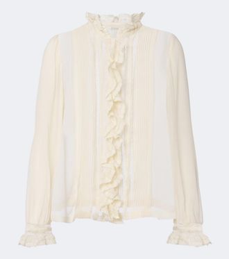 D&ocirc;en D&ocirc;en Blusa Magdeline in chiffon di seta con volant