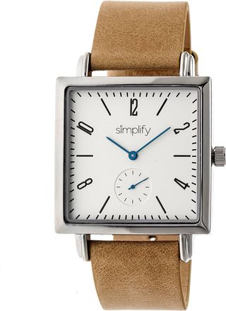Simplify The 5000 Silver Dial Khaki Leather Watch SIM5005