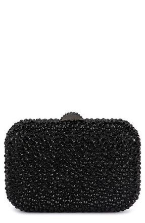 Olga Berg Casey Hot Fix Crystal Clutch in Black/Black at Nordstrom