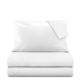 KASANOVA Completo letto matrimoniale in cotone percalle bianco