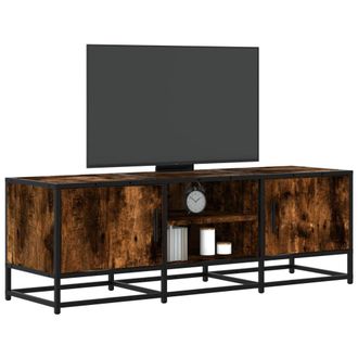 Berkfield Home TV Cabinet Smoked Oak 120x35x41 cm Engineered Wood & Metal in Brown | Size: 120 x 35 x 41 cm