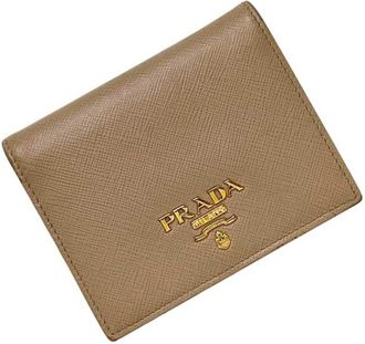 Prada Saffiano Beige Leather Wallet (Bi-Fold) (Pre-Owned)
