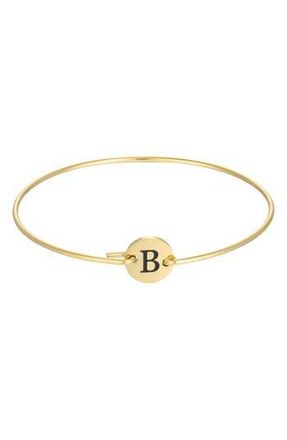 Adornia Tarnish Resistant 18K Gold Plated Initial Bangle Bracelet in Gold-B at Nordstrom Rack