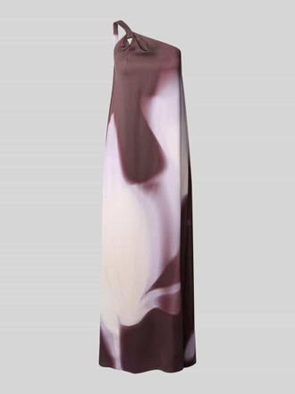 HUGO BOSS Regular Fit One Shoulder Maxikleid aus Viskose-Leinen-Mix Modell DANTEA in Lila, Gr&ouml;&szlig;e 32