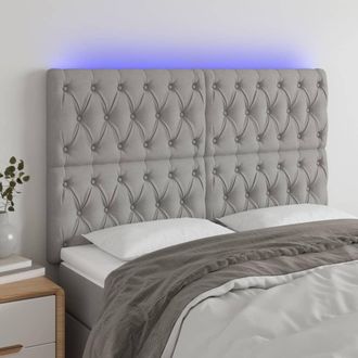 vidaXL Cabecero Con Luces Led Tela Gris Claro 144x7x118/128 Cm Vidaxl