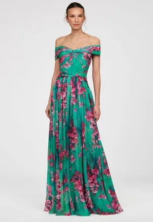 Theia Sabina Chiffon Gown in Seafoam Drift Sakura Mist at Nordstrom, Size 16