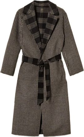 Twin-Set Cappotto a righe con design reversibile - Nero