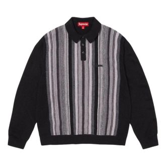 SUPREME SS26 Multi Stripe Polo Sweater Black SUP-SS26-195-BLK