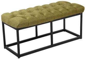 Clp Banco con patas de metal y asiento en tela verde