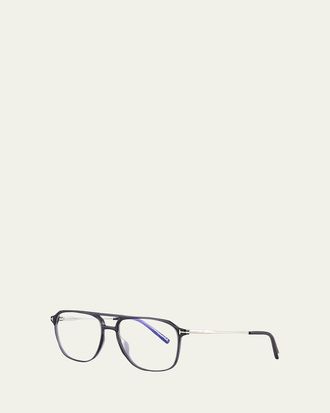Tom Ford Mens FT5665-BM54 Blue Light Blocking Navigator Optical Glasses