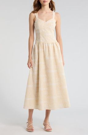 Moon River Eyelet Lace Patchwork Sundress in Taupe at Nordstrom, Size X-Large