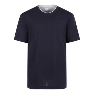 Eleventy T-Shirts, male, Blue, Size: 2XL Giza Cotton Jersey T-Shirt