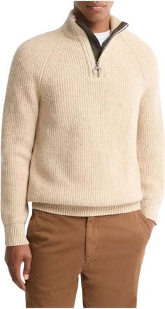Barbour Essentials Fleck Half-Zip - - Knitwear - Uomo - Beige - L