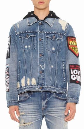 Cult of Individuality Type II Studded Distressed Denim Jacket in Kiss at Nordstrom, Size X-Small