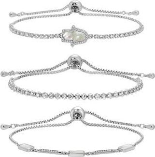 Eye Candy Los Angeles Set of 3 Maryam Cubic Zirconia Bolo Bracelets in Silver at Nordstrom Rack