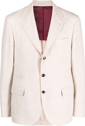 Brunello Cucinelli single-breasted jacket - men - Silk/Cashmere/Wool/Cupro - 48 - Neutrals