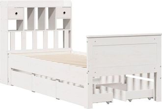 vidaXL Vidaxl - Cama Con Estanter&iacute;a Sin Colch&oacute;n Madera Maciza De Pino 90x190 Cm