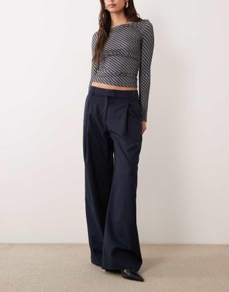 Asos Mensy - Pantaloni sartoriali extra larghi a fondo ampio blu navy