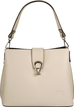 Cluty Umh&auml;ngetasche CLUTY, Damen, Gr. B/H/T: 25cm x 21cm x 13cm onesize, beige, Leder, leicht gl&auml;nzend, unifarben, Taschen Umh&auml;ngetasche, echt Leder, Made i