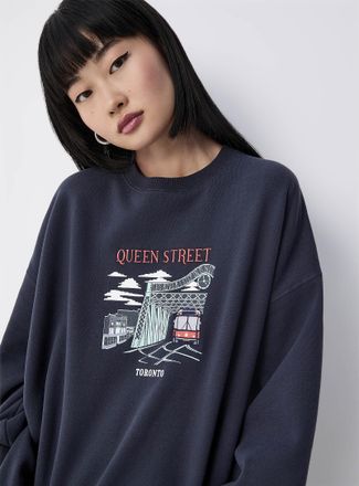 Twik Womens Oversized destination fleece sweatshirt