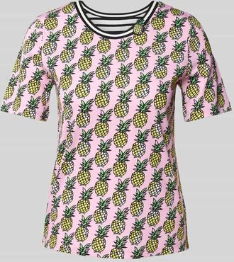 Marc Cain T-Shirt im Allover-Look mit Rundhalsausschnitt in Pink, Gr&ouml;&szlig;e 44