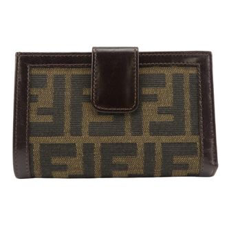 Fendi Zucca Brown Canvas Leather Wallet (Bi-Fold) (Pre-Owned)
