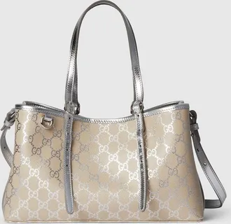 Gucci GG Emblem Medium Tote Bag, Blue, GG Canvas