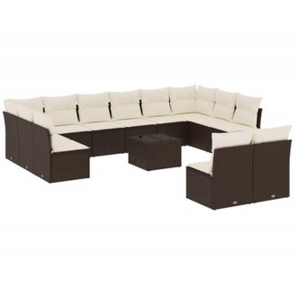 vidaXL Set De Sof&aacute;s De Jard&iacute;n Con Cojines 13 Piezas Rat&aacute;n Pe Marr&oacute;n Vidaxl