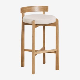 Sklum Sklum - Pack De 4 Taburetes Altos En Madera De Roble Y Tapizados Manila