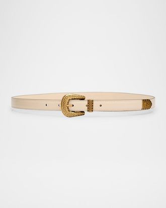 Valentino Garavani VLogo Signature Brushed Leather Belt, 20mm