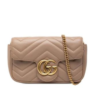 Gucci Pre-owned Quilted Leather Crossbody Bag - Dames - Vintage Schoudertas - Bruin - ONE Size - Leer - Vintage