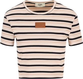 Fendi Striped Logo-patch T-shirt