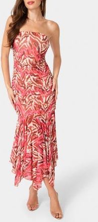 Bebe Strapless Handkerchief Hem Powermesh Dress in Pink at Nordstrom Rack, Size X-Small