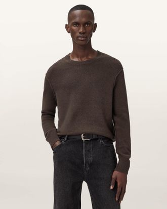 AllSaints Viscose/Wool Statten Ramskull Crew Neck Jumper, Size: XXL