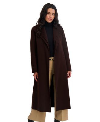 Elie Tahari Womens Slim Fit Double-Faced Wool Blend Belted Wrap Coat