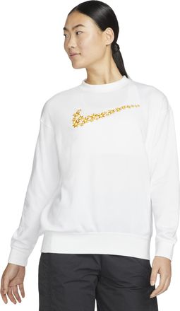 Nike (WMNS) Nike Solid Color Flower Logo Casual Round Neck Pullover White Hoodie DM6310-100