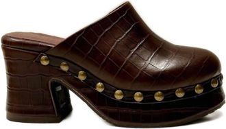 Chocolat Blu Womens Hester Platform Clog In Brown Crocodile