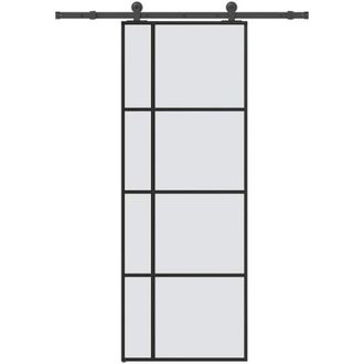 vidaXL Vidaxl - Puerta Corredera Con Set Herrajes Vidrio Esg Aluminio 76x205 Cm