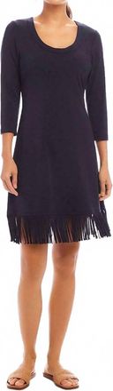Karen Kane Fringe Hem Mini Dress In Navy