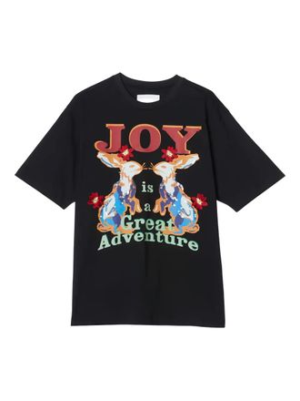 3.1 Phillip Lim graphic-print floral-embroidery T-shirt - women - Cotton - S - Black