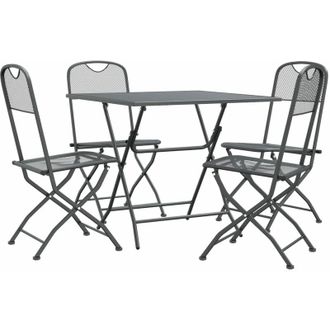 vidaXL Set De Comedor De Jard&iacute;n 5 Pzas Malla Metal Expandido Antracita Vidaxl
