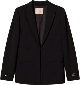 Twinset Elegante Milano-Strik Blazer met Verfijnde Details - Dames - Blazers - Zwart - S - Polyester - Jassen