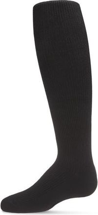 MeMoi Thin Ribbed Basic Non-Binding Tights in Black at Nordstrom, Size 18-24M