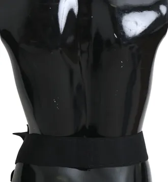 Dolce & Gabbana Womens Black Crystal Brooch Wide Wai Satoria Belt Cotton Acetate