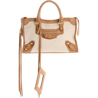 Balenciaga Small Le City Canvas & Leather Bag in 9226 Natural/Camel at Nordstrom