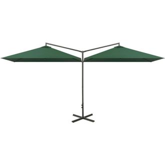 vidaXL Sombrilla Doble De Jard&iacute;n Con Palo De Acero Verde 600x300 Cm Vidaxl