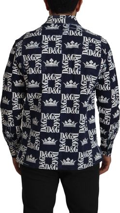 Dolce & Gabbana Mens Blue Denim Stretch Dg Crown Logo Casual Shirt Cotton