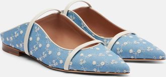 Malone Souliers Maureen leather-trimmed denim mules
